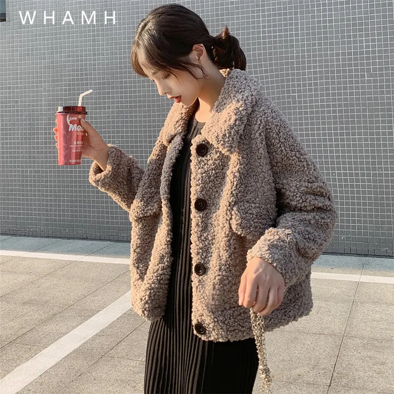 New Lamb Fur Jacket Women's Short Winter Korean Loose Plush Fur One-piece Top Thick Faux Fur Fashion Wild Casual Simple