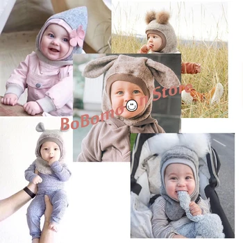 

BoBomoon 2019 Autumn NEW Arrival Baby Winter Hat Patchwork Warm Newborn Boys Girls Hat Kids Baby Photography Props Kids Hats