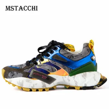 

MStacchi Fashion Women Sneakers Shoes Woman Graffiti Lace-Up Genuine Leather Shoes Ladies Comfortable Breathable Outdoor Shoes