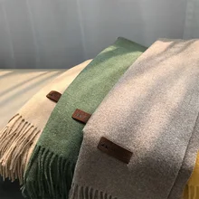 Mooirue сплошной цвет кисточкой Имитация кашемира толстый теплый шарф женский Осень и зима корейских студентов большой платок