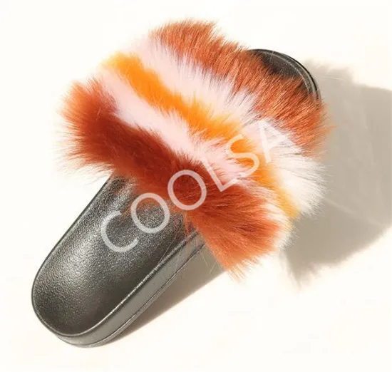 slippers Женские зимние ботинки с искусственным лисьим мехом пушистые плюшевые ботинки Комплекты сумок женские высокие зимние ботинки на меху женские пушистые шлепанцы дождевые повязки на голову - Цвет: slippers