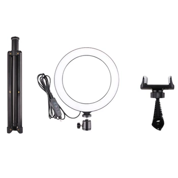 

10 Inches Selfie Led Ring Light With Tripod Stand And Cell Phone Holder Desktop Lamp Mini Led Camera Light For Youtube Video And