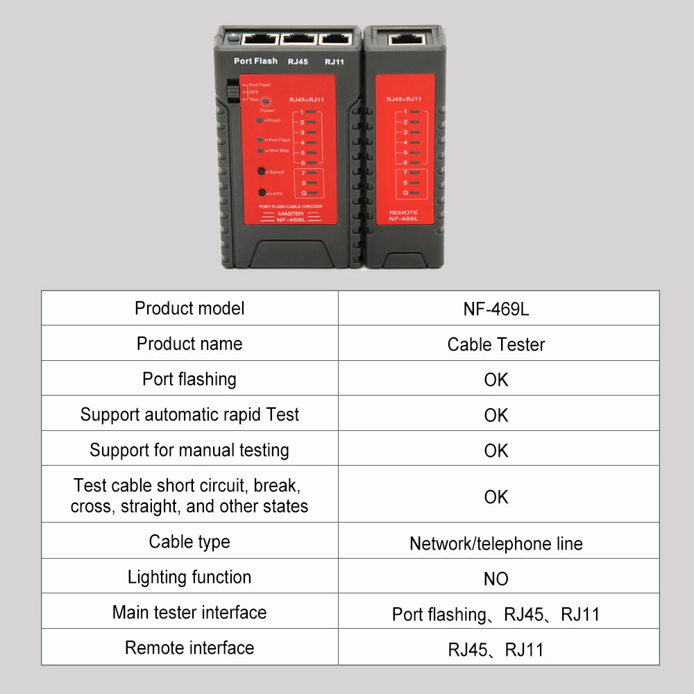 NF-469 тестер сетевого кабеля RJ45 RJ11 тестер для кабеля Ethernet LAN стационарный телефонный провод инструмент тестирования