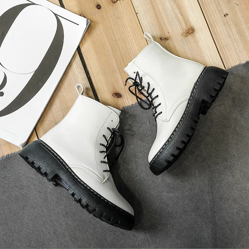 

2019 Autumn And Winter New Style Martin Boots Women's Yang Mi Celebrity Style Lace-up And Bare Boots Sub-Casual Versatile Chunky