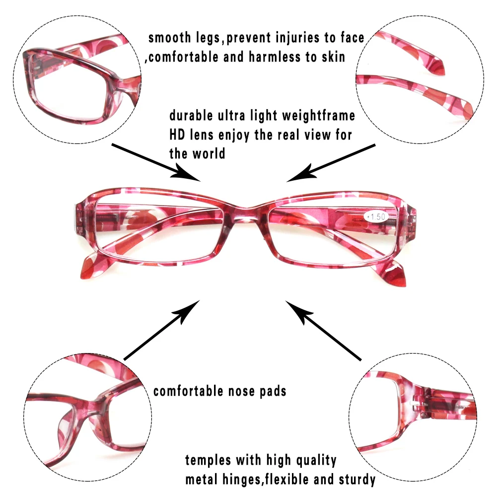 Модные прямоугольные очки для чтения для мужчин и женщин, весенние шарниры, красочные печатные оправы для очков