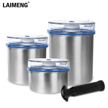

Laimeng Vacuum Container Sets For Vacuum Sealer Packaging Stainless Steel Canister Storage Container 1300ML+1000ML+700ML S165