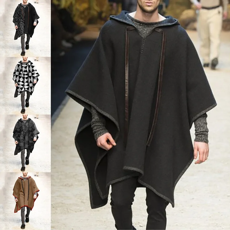 EU VINTAGE OBERRAUCH ZITT HOODED WOOL OVER CAPE COAT PONCHO
