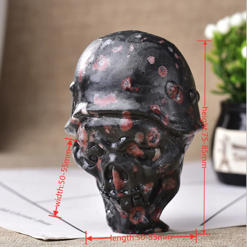 100% натуральный цветок сливы нефрита череп Статуи домашние украшения для
