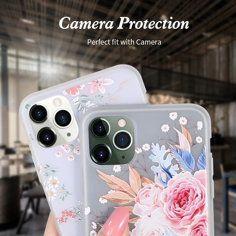 Чехол KISS TPU Цветочный чехол для iPhone 11 Pro Max противоударный телефона 5S se 6 7 8 Plus XS XR