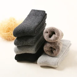 Men's Winter Thick Warm Solid Color Wool High Quality Cashmere Snow Casual Socks 3 Pair