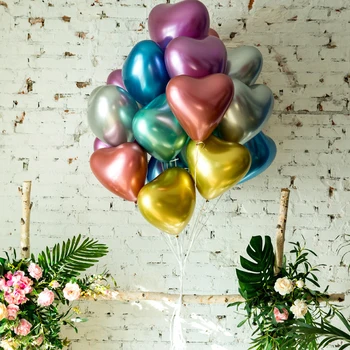 

Heart Balloons Latex Foil Metal Love Balloons Decorative Multi-Color Balloons for Wedding Bride Shower Birthday Party LX