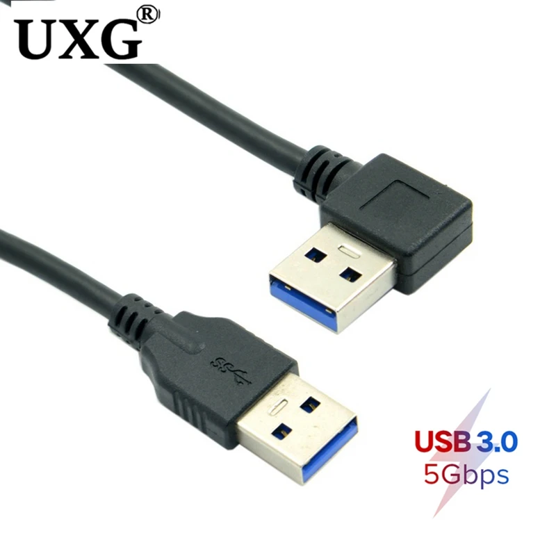 

90 Degree Right Angled USB 3.0 A Type Male To Straight A Type Male Data Cable 40cm