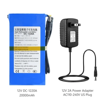 

High Quality Super Rechargeable Portable Lithium Li-ion Battery DC 12V 20000mAh With EU Plug 12.6v 20Ah battery pack+2A charger