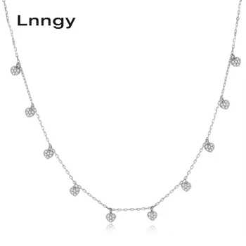 شراءLnngy 18K الذهب الأبيض/الذهب الأصفر/ارتفع الذهب الطبيعي قلادة الماس قلادة عُقد على شكل قلب سلسلة مجوهرات للنساء