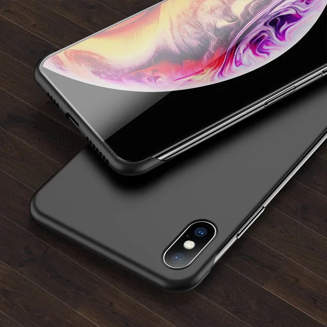 Тонкий жесткий поликарбонатный безрамный чехол для телефона для iphone 11 Pro Ma 6 6S 7 8 Plus XR X XS Max однотонный матовый чехол-накладка без полей - Цвет: Черный