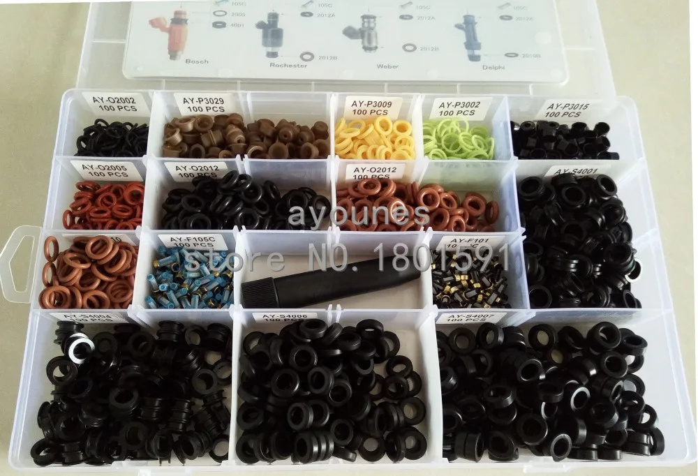 Fuel Injector Repair Kits for Ford Audi Mitsubishi Toyota 1501 Pieces/box diesel injector tube fuel injector cleaner fuel injector removal tool injector washer shims fuel injector seals repair kit gasket