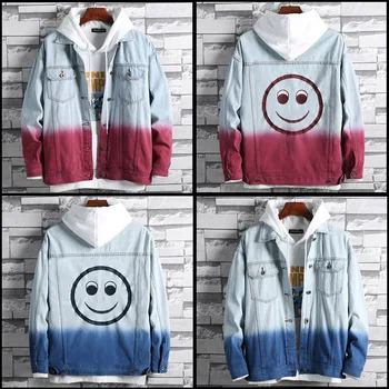 

19 New Pond Loose Big Code Men's Wash With Water Gradient Cowboy Jacket Embroidery Cowboy Coat Male