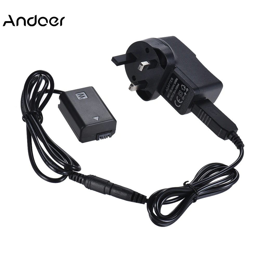 Andoer NP-FW50 батарея адаптер пустышка батарея+ 5 В 3A USB адаптер питания кабель с вилкой питания Замена для AC-PW20 для SonySeries