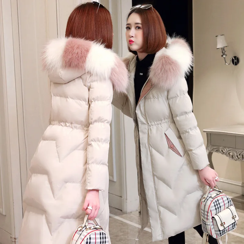 

Down Jacket Women's Mid-length 2019 Winter New Style Slim Fit Korean-style Thick Large Fur Collar-Style Coat WOMEN'S Dress