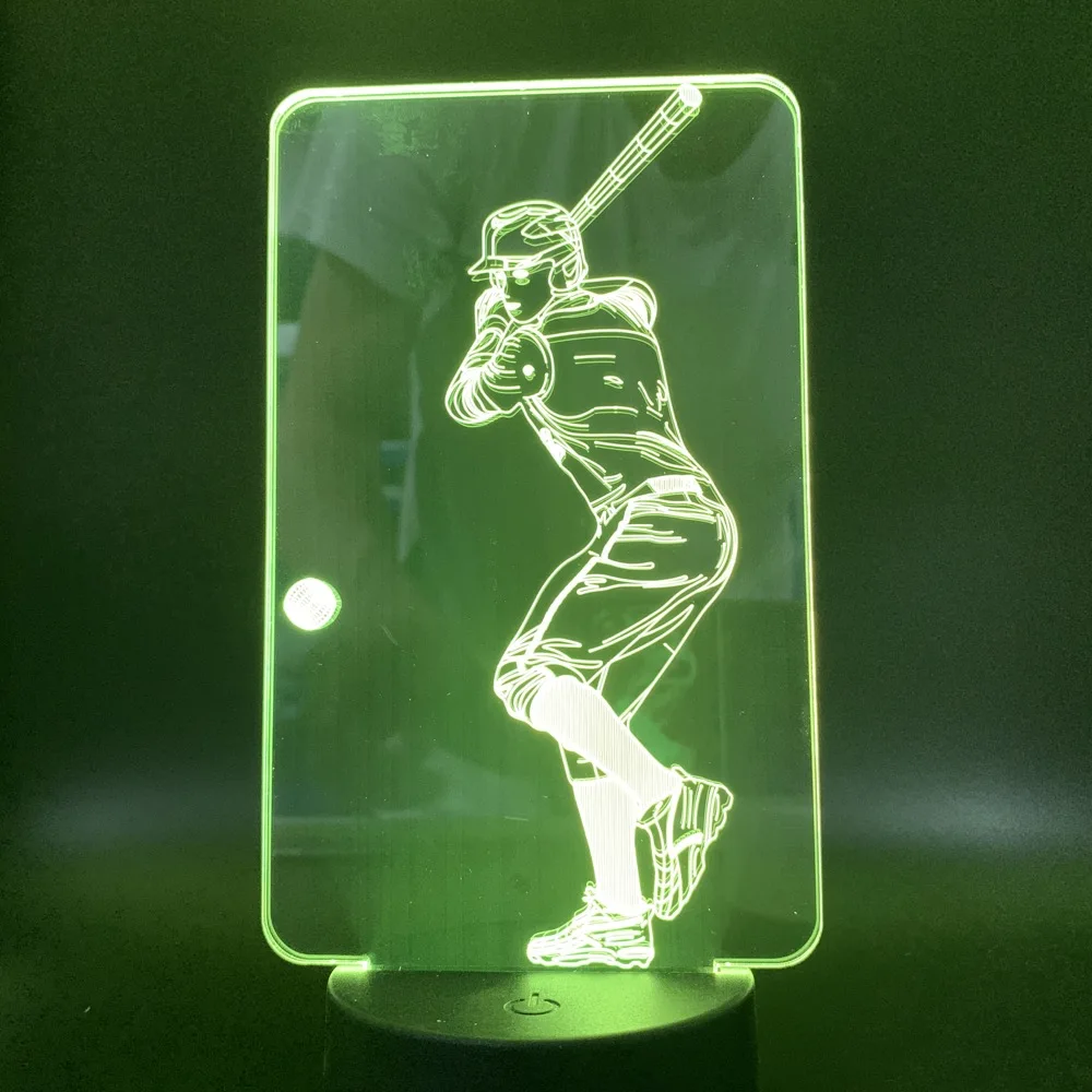 

Cutomized 3d Lamp Table Touch Sensor Multi-color Play Baseball Exercise Sport Reward Led Night Light Lamp Birthday Decorative