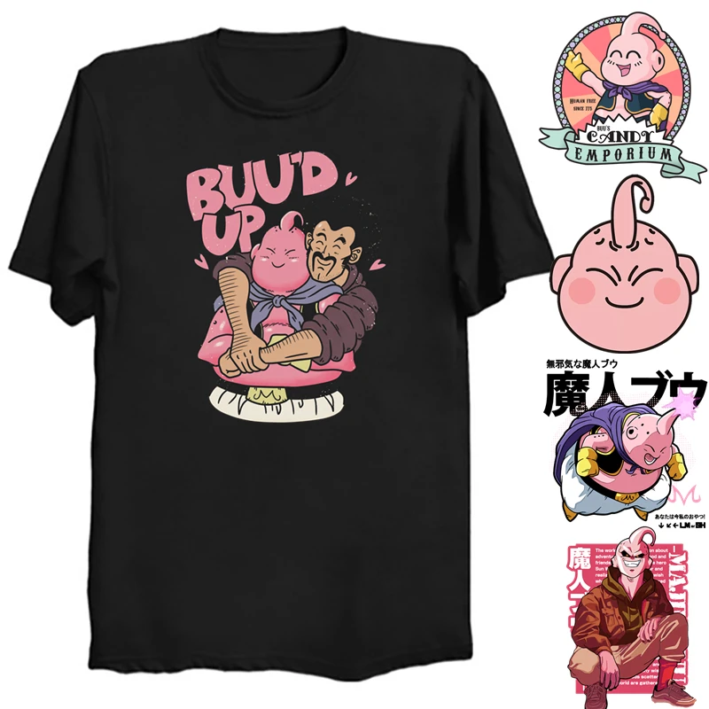 Majin Buu с персонажами из мультфильмов футболки для мужчин хлопка рисунками аниме