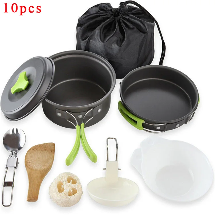 Camping Cookware Portable Camping tableware cooking set Outdoor pan pot bowl spoon fork Utensils for hiking picnic travel wild campismo camping cutlery,portable tableware
