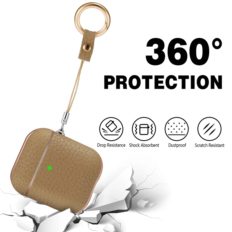 For 1 2 Generation Earphone Cover Leather Protective Cover Litchi Pattern Wireless Headphone Cases