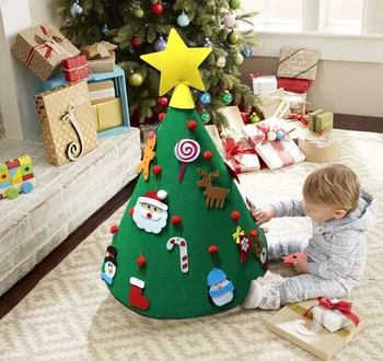 

3D Felt Christmas Tree Decorations with Ornaments New Year Gifts for Kids Christmas DIY Decoration Kids Tree