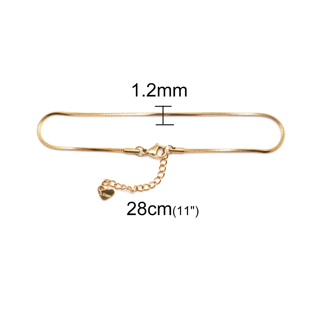 1PC 23.3cm Stainless Steel Anklet For Women Foot Bracelets Jewelry Gold Color Snake Chain Anklet 2021 Trend Birthday Gift