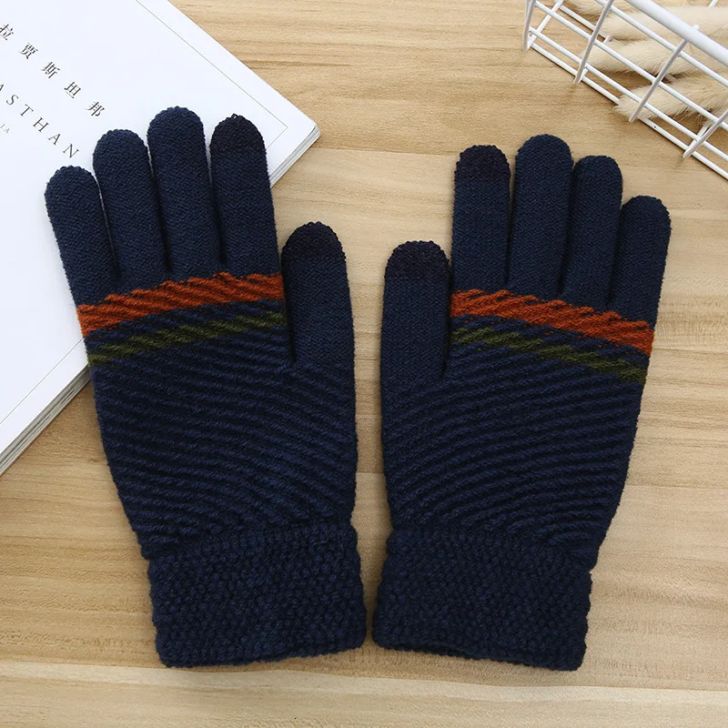navy blue Волшебные сенсорные перчатки для сенсорного экрана, тянущиеся вязаные перчатки, варежки, зимние теплые аксессуары Guantes - Цвет: navy blue