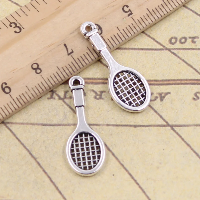

12pcs/lot Charms tennis racket badminton 29x10mm Tibetan Silver Pendants Crafts Making Findings Handmade Antique DIY Jewelry