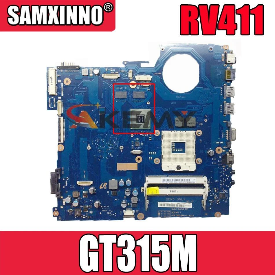 cheap motherboard for pc Akemy  For Samsung NP-RV411 RV411 Laptop Motherboard BA41-01423A BA92-07395A BA92-07395B DDR3 GT315M Video card mother board of computer