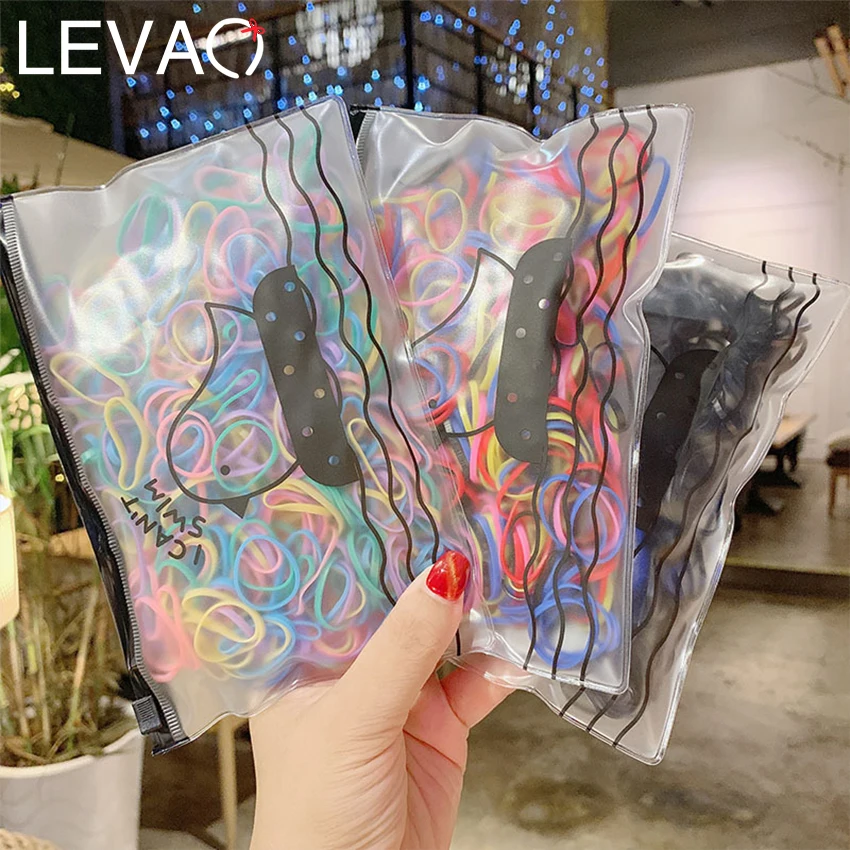 Милые Разноцветные Одноразовые резинки для волос Levao 500/1000 шт. фиксации хвостиков
