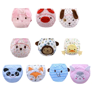

Infant Baby Cartoon Cute Washable Reusable Nappies Absorbing Breathable Cotton Fabric Diaper Baby Pants