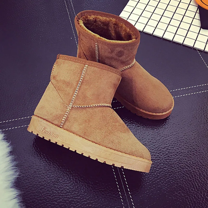 Winter Women's Short-Tube Snow Boot Plush Warm Women Shoes Suede Round-Toe Flat Heel Ankle Boots botines mujer WSH4267 women snow boots