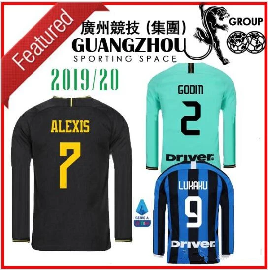 19 20 INTER MILAN ALEXIS THIRD Out BLACK MILAN Футболки с длинным рукавом для футбола LUKAKU 9 GODIN 2 BROZOVIC 19 20 JERSEY BARELLA