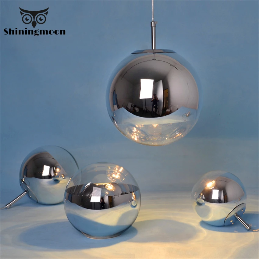Modern Glass ball Pendant Lights Mirror Shade Globe Ball Round LED Lamp LOFT Luminaire Bedroom Home decor Hanging Light | Лампы и