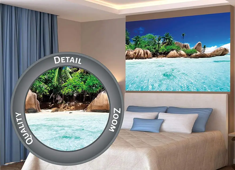 Настенные 3D наклейки на заказ синие настенные с изображением морского островка