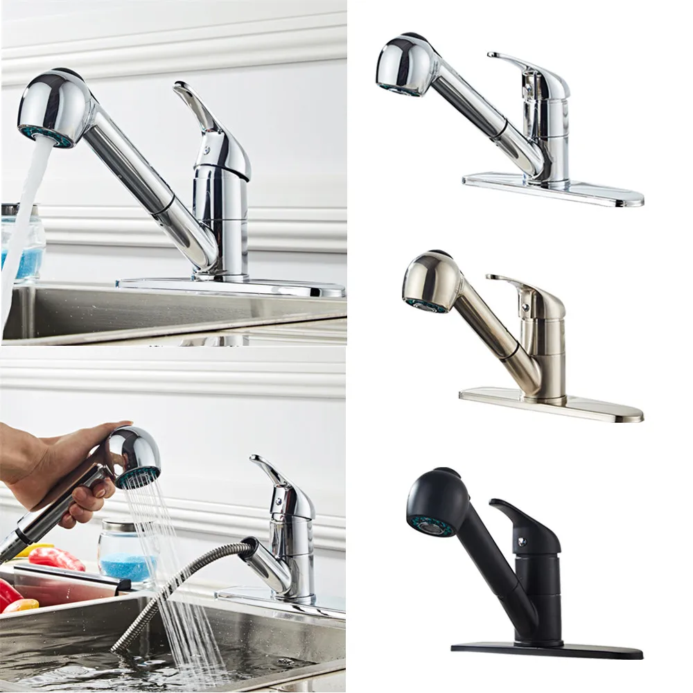 

Pull-Out Spray Kitchen Faucet Swivel Spout Sink Single Handle Mixer Tap Home