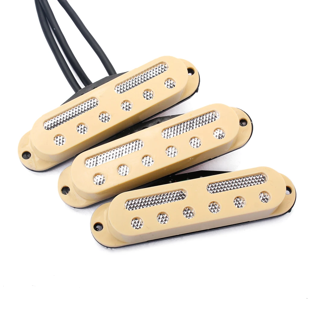 

3pieces SSS Guitar Single Coil Humbucker Pickup W/ Screws Spring Beige Cover