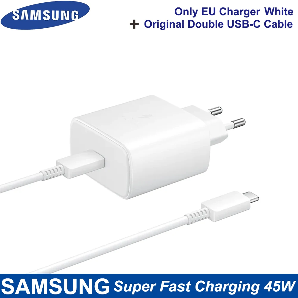 For Samsung Fast Charger 45W Fast Type C Adapter Cable for Samsung GALAXY Note 10 20 S20 Plus S20 Ultra S21 A71 A80 A91 65w usb c charger Chargers