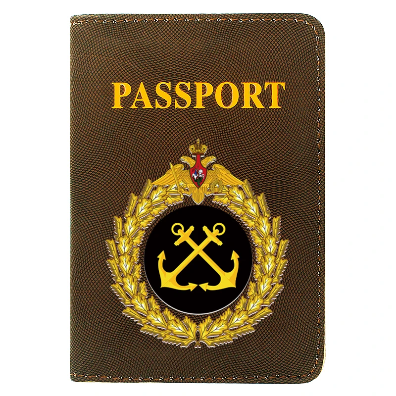 

Retro Classic Russian Navy Printing Women Men Passport Cover Leather Travel ID Credit Card Holder Pocket Wallet Bags