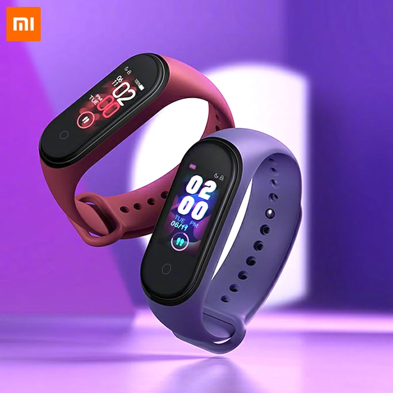Pаспродажа Оригинальный Xiaomi Mi смарт браслет 4, 3 цвета, AMOLED экран, пульсометр, фитнес, Bluetooth 5,0, спортивный, 50 атм, водонепроницаемый, смарт браслет
