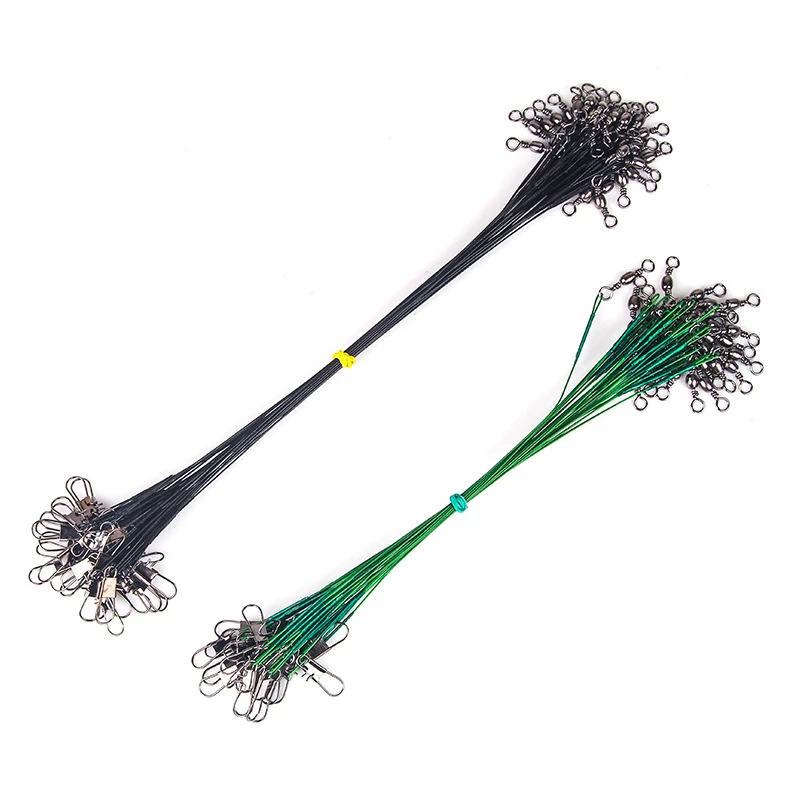 

10PCS Luya Bait Line Anti-Bite Steel Steel Front Wire Leader with Swivel Fishing Accessory Lead Core Leash Gear 15C-30CM
