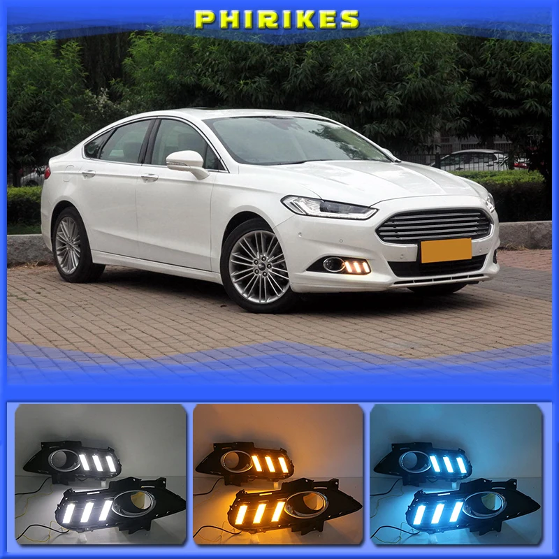 

Желтое реле поворота для Ford Mondeo Fusion 2013 2014 2015 2016, водонепроницаемые Автомобильные дневные ходовые огни, светодиодсветодиодный дневные ходосветильник