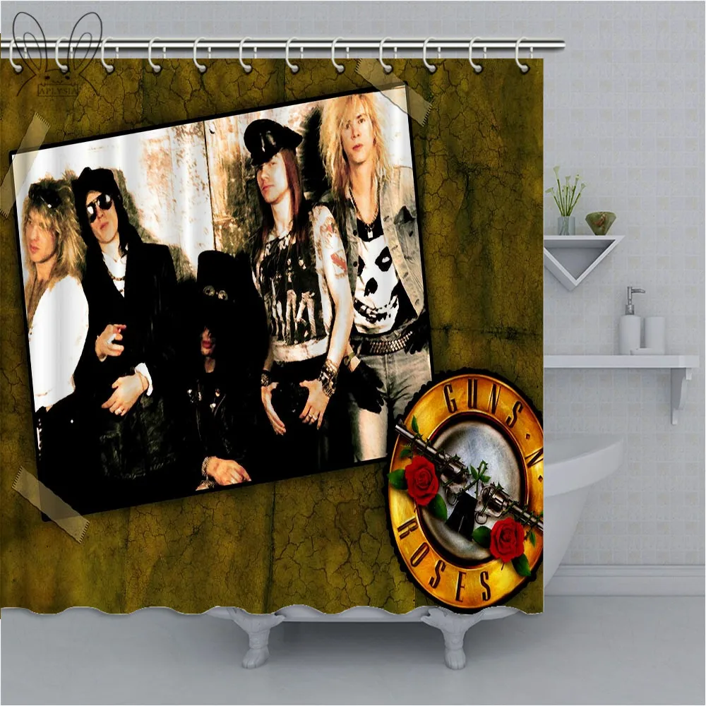 Guns N Roses револьвер череп цилиндр ткань занавеска для душа водонепроницаемый плесени-доказательство занавески для душа s для декора ванной комнаты - Цвет: 74021