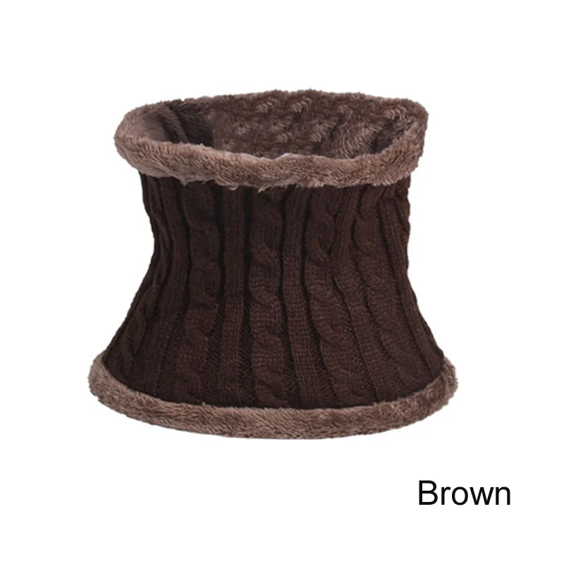 Brown Scarf Модные унисекс теплые зимние шапочки Мягкие вязаные наборы шарф шапка Skullies Beanies Зимняя Толстая шапка вязанные шапки и грелка для шеи - Цвет: Brown Scarf