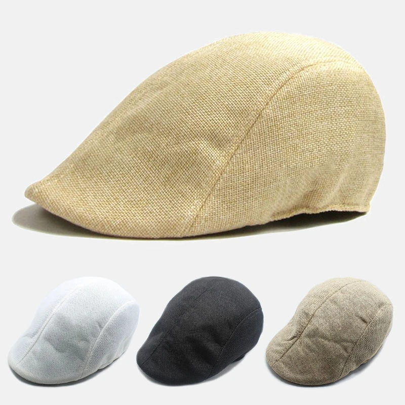 

New Spring and Autumn Korean version of the tide men's cotton forward cap British linen beret casual hipster cap