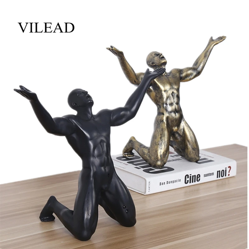 

VILEAD 23cm Resin Shouter Figurines Nordic Creative Retro Living Room Study Decoration Ornaments Home Accessories Small Display