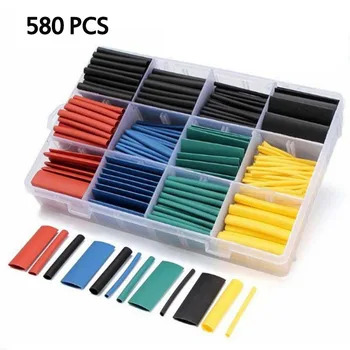 

580 Pcs Heat Shrink Tubing Insulation Shrinkable Tubes 2:1 Electrical Wire Cable Wrap Assortment Electric Insulation Sleeve Kit